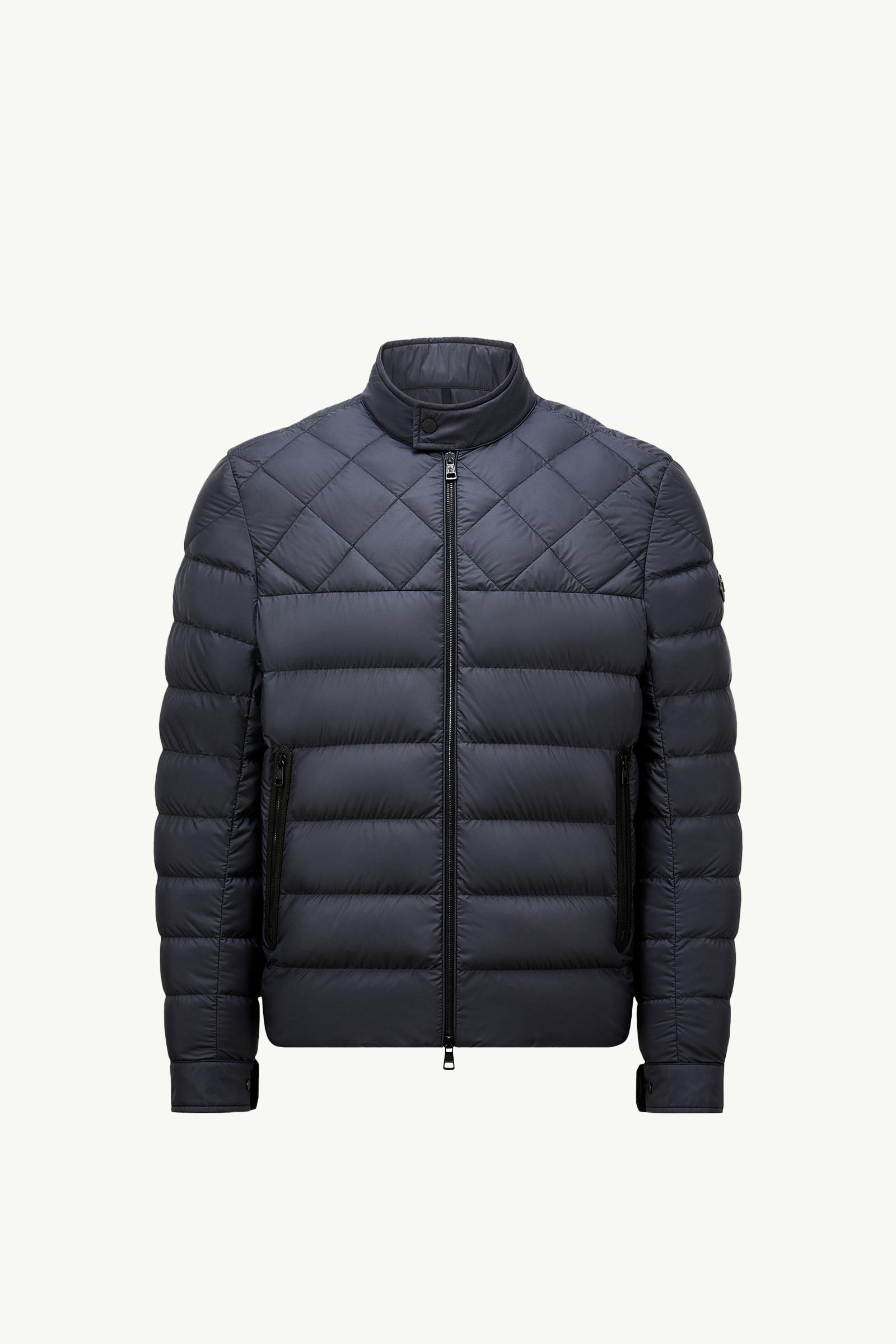 Tuile Leather-Trimmed Down Biker Jacket