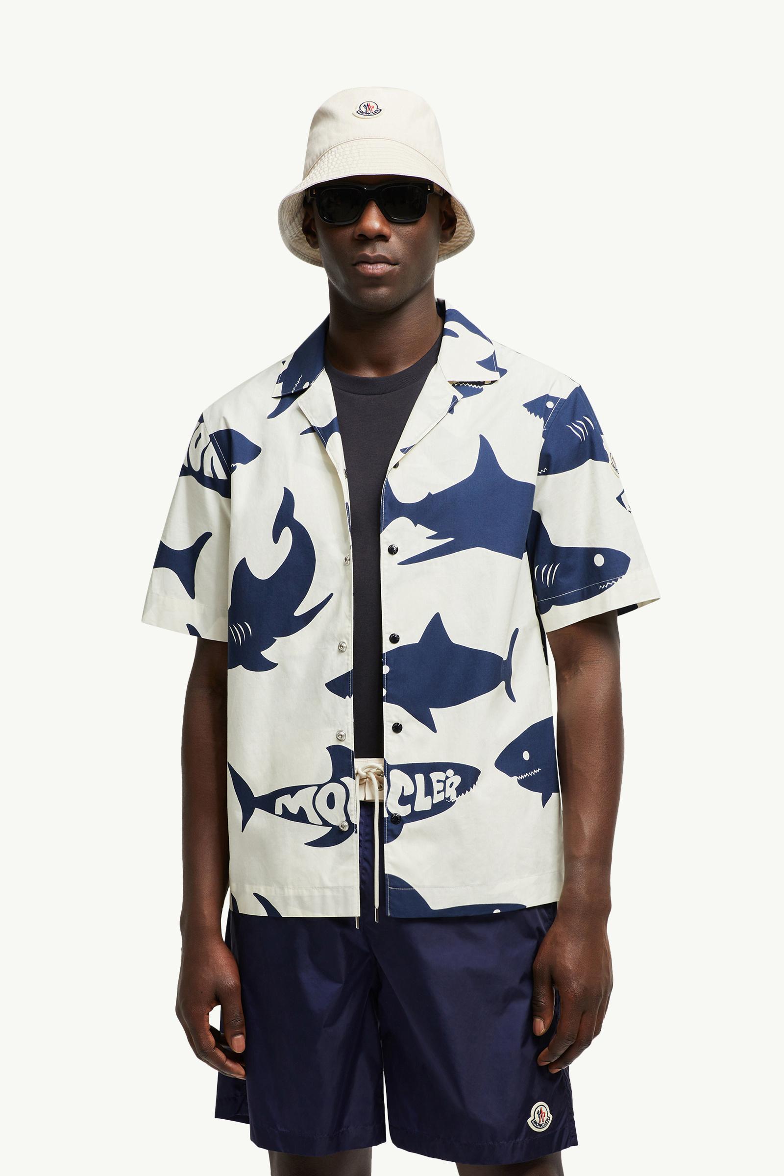 Shark Print Cotton Short Sleeve Shirt