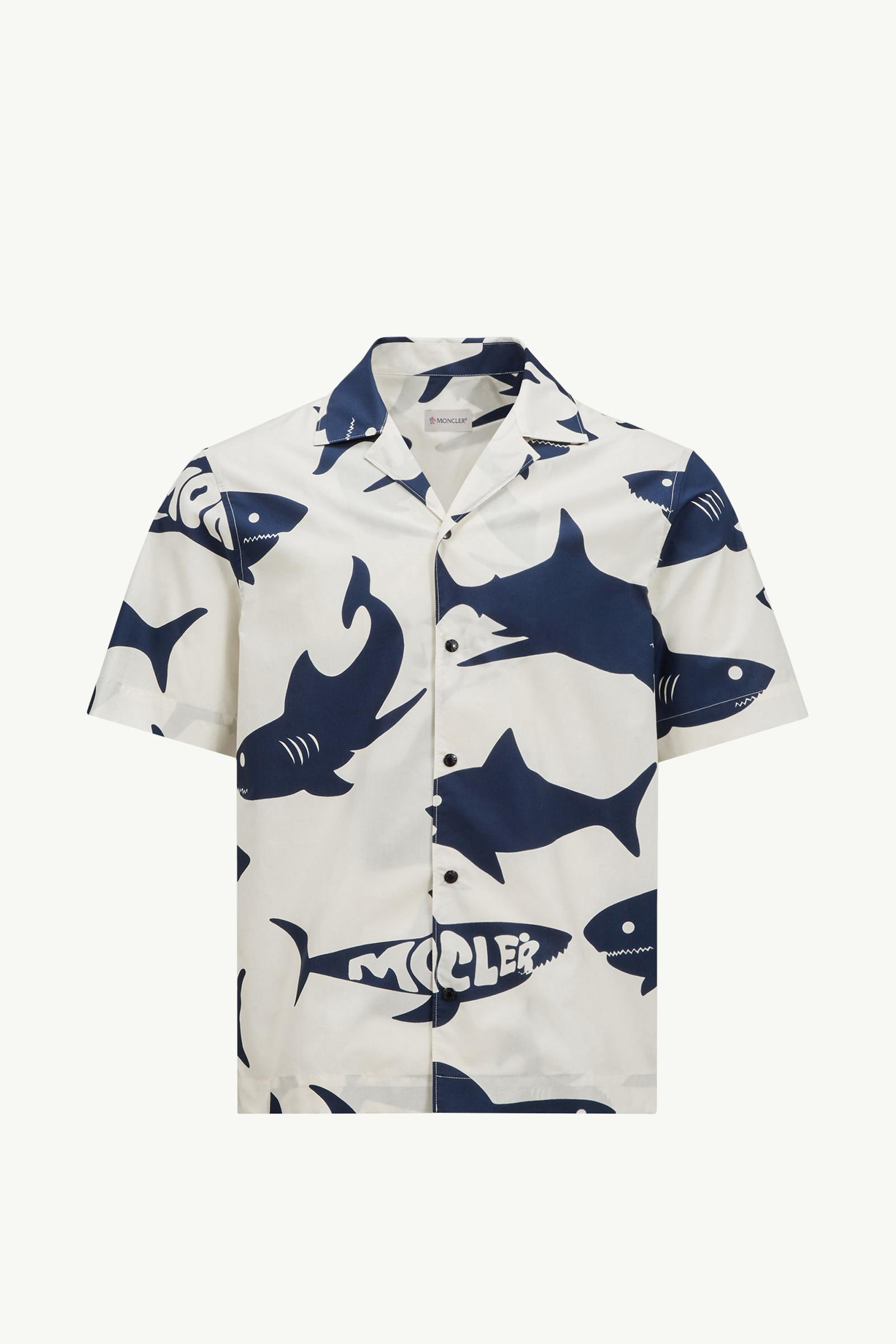 Shark Print Cotton Short Sleeve Shirt