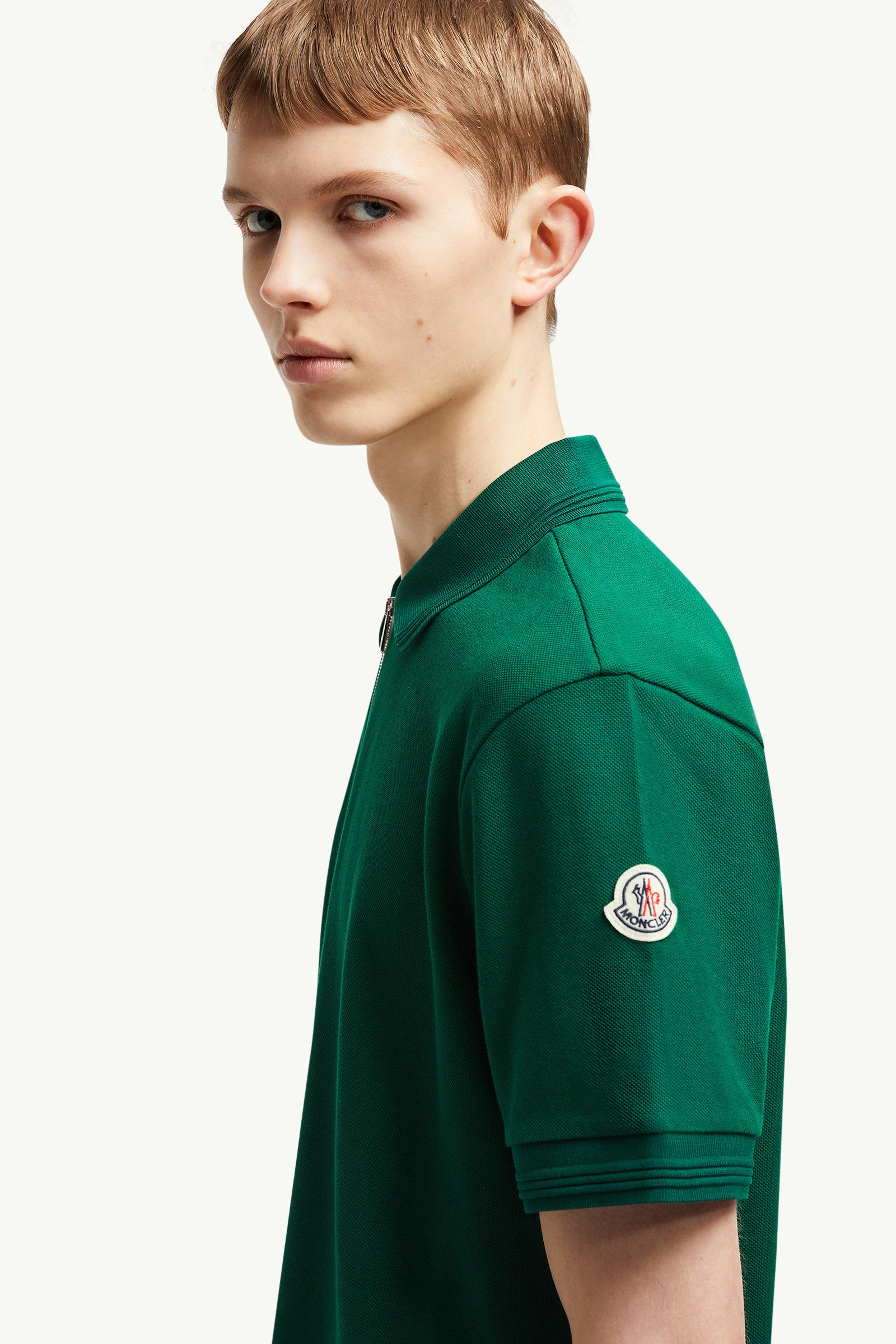 Tricolour Trim Cotton Piquet Polo Shirt
