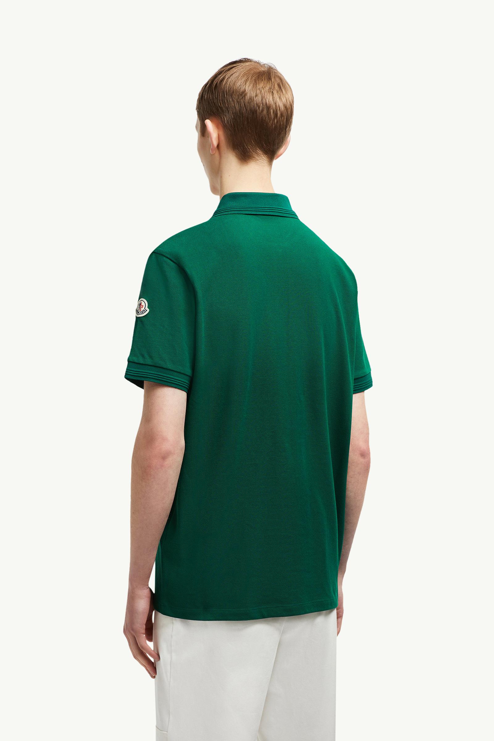Tricolour Trim Cotton Piquet Polo Shirt