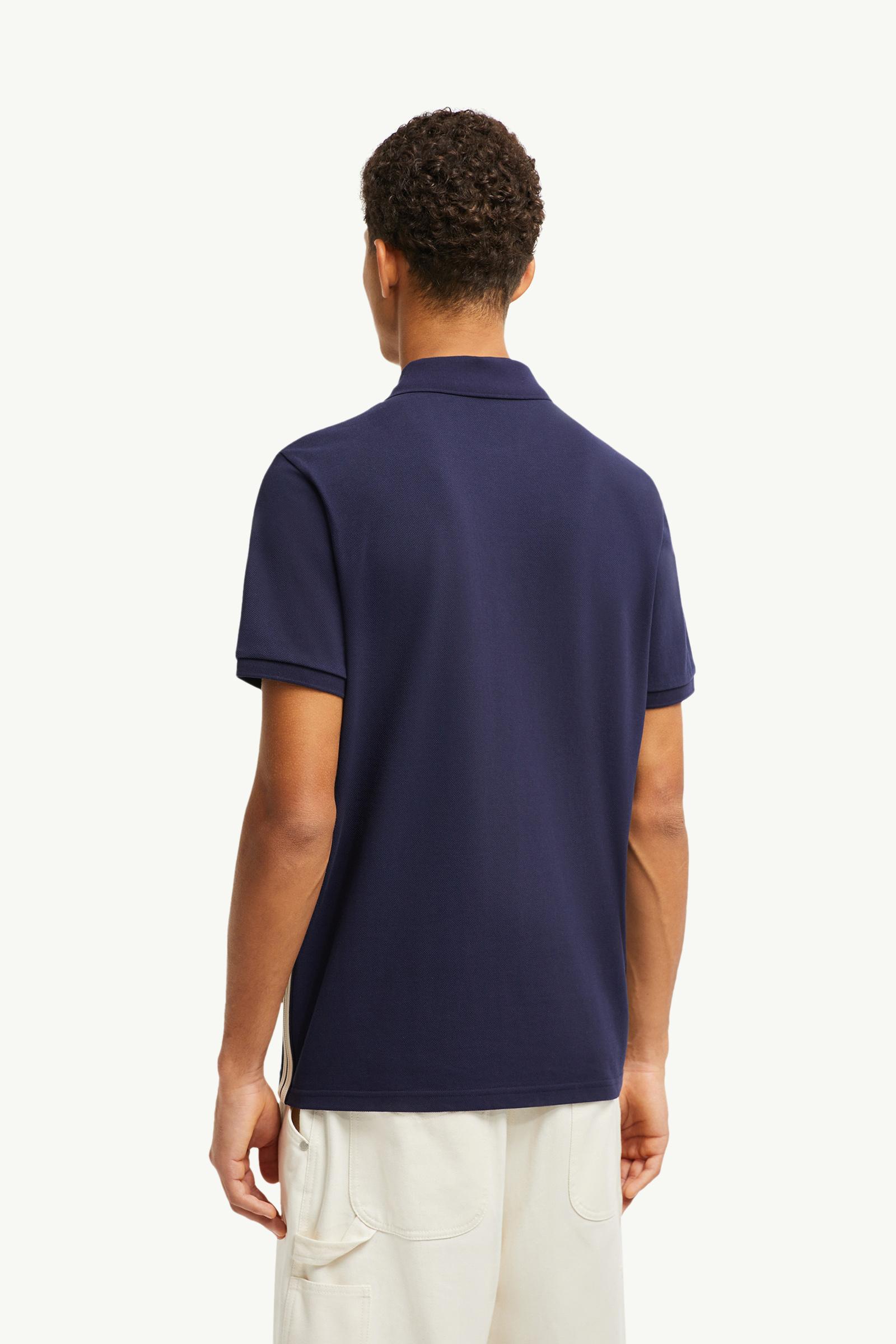 Striped Accent Cotton Piquet Polo Shirt