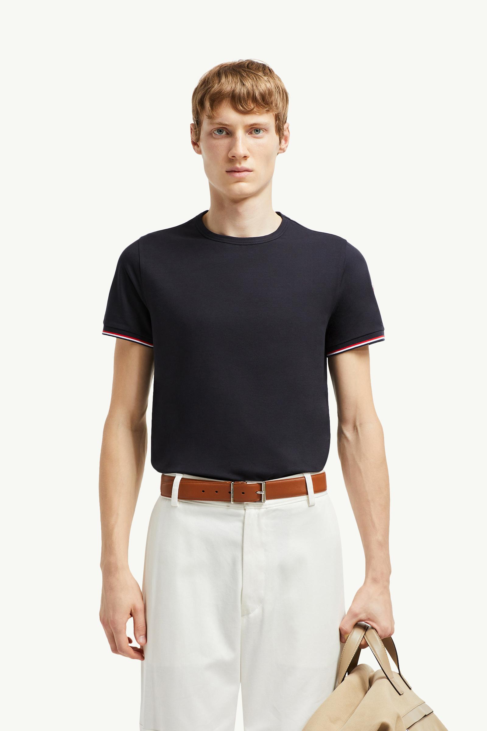 Tricolor-Trimmed Cotton T-Shirt