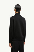 Padded Crepe Cotton Zip-Up Cardigan