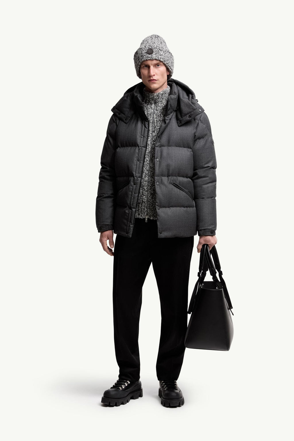 Eawy Hooded Wool Short Down Jacket