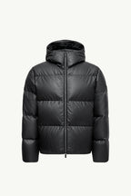 Mentone Hooded Nappa Leather Short Down Jacket