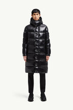 Hanoverian Hooded Square-Quilted Long Down Jacket
