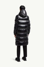 Hanoverian Hooded Square-Quilted Long Down Jacket