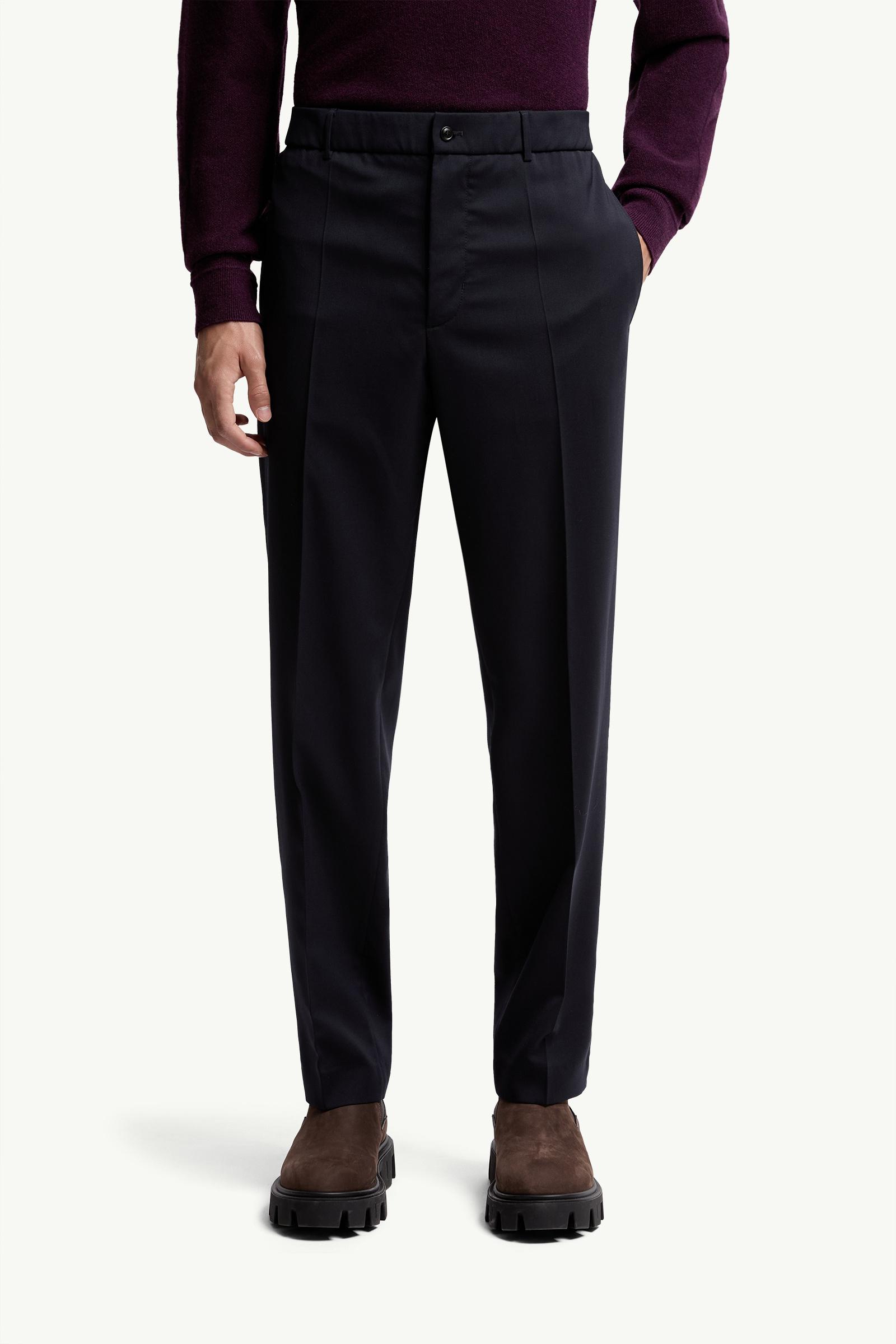 Wool Blend Gabardine Tailored Trousers
