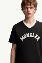 Embroidered Logo Cotton Piquet V-Neck T-Shirt
