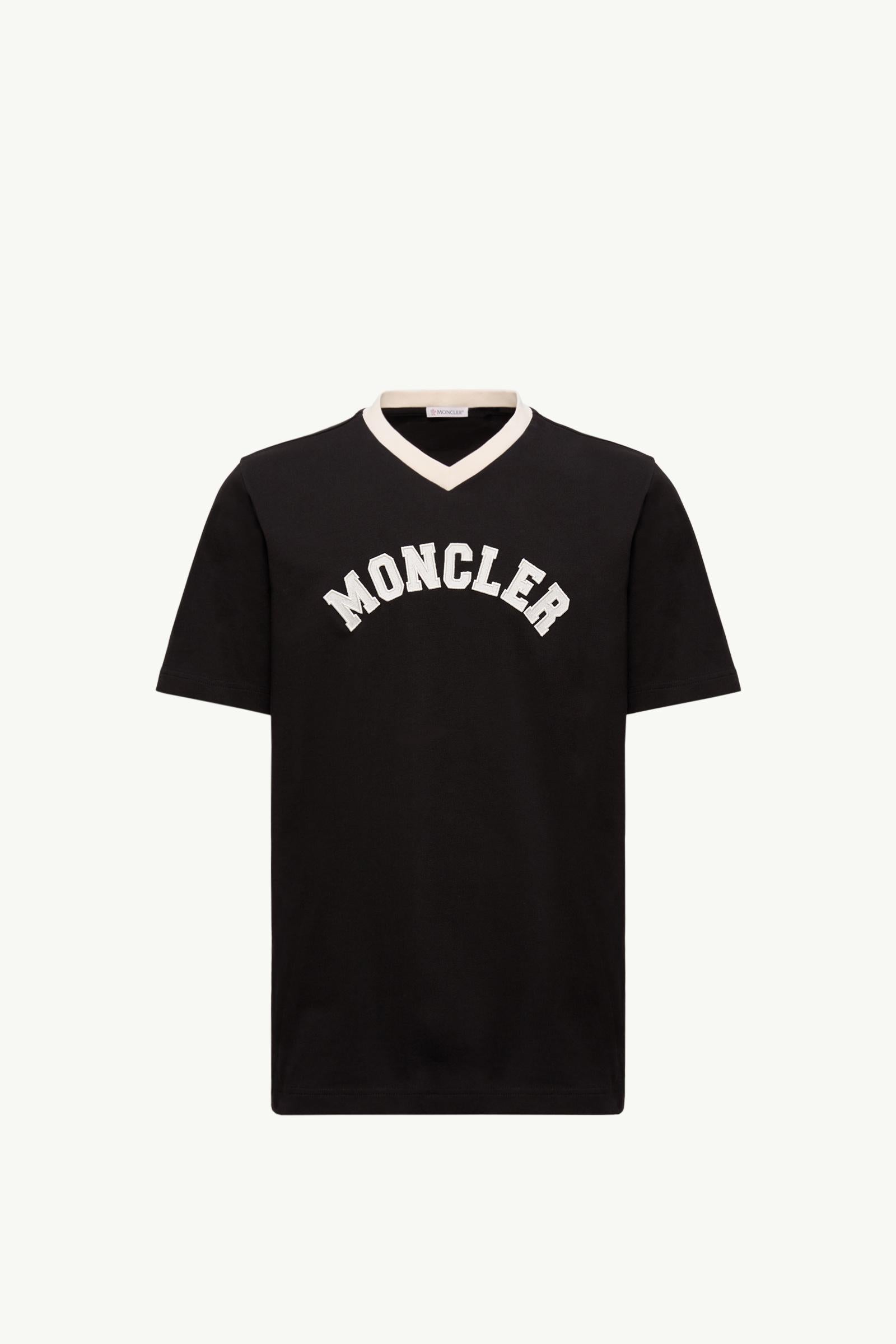 Embroidered Logo Cotton Piquet V-Neck T-Shirt