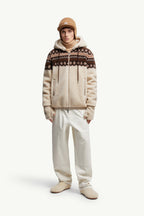 Geometric Jacquard Wool Blend Hoodie