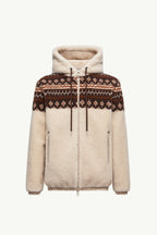 Geometric Jacquard Wool Blend Hoodie