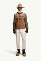 Padded Geometric Wool Blend Cardigan